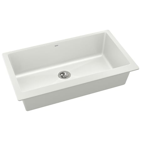 Elkay Quartz Luxe 35-7/8 X 19 X 9 Single Bowl Undermount Kitchen Sink With Perfect Drain Parchment ELXRUP3620PA0